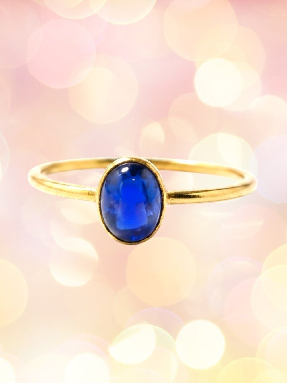 Rare Handmade Blue Ammolite Gemstone Ring in 14k Gold Fill, Fossil Ring - Picture 12 of 12